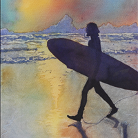 Surfer Boy, Watercolor, 14x11