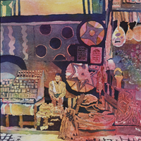 The Shop Keeper, Watercolor, corporate collection